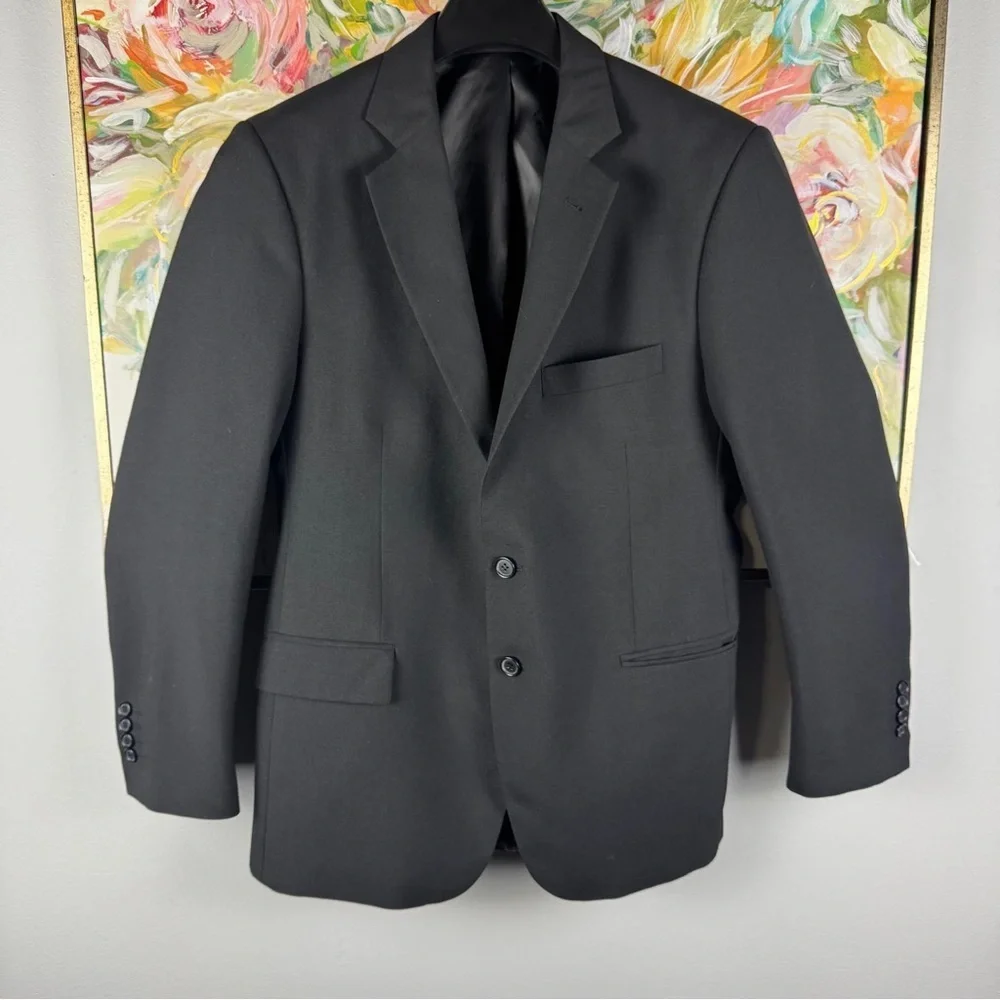 Lawrencepur Black Wool Blend Blazer Jacket Size 50R Classic Tailored